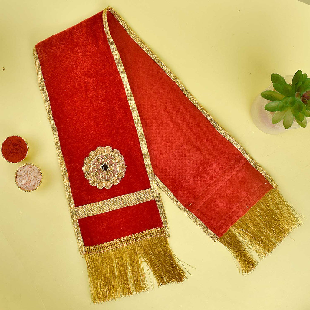 Stunning Red Patka/Duppata/Angvastra – Available in 15, 22, and 37 inches, vibrant red devotional cloth perfect for temple rituals, puja, and spiritual ceremonies.India’s Largest Pooja Accessories Brand – www.satvikstore.in