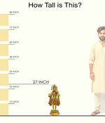 Handcrafted brass statue of Lord Hanuman standing with a gada (mace) and blessing gesture, glossy finish, weight 14550 grams, height 69 cm (approximately 27.17 inches), length 47 cm (approximately 18.5 inches). Best for VIP Gift, best for big premium gift, best for your temple. India's Large Puja Accessories Brand - Satvikstore.in