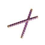 Handcrafted Purple & Gold Silk Ribbon Wrapped Wooden Dandiya Sticks