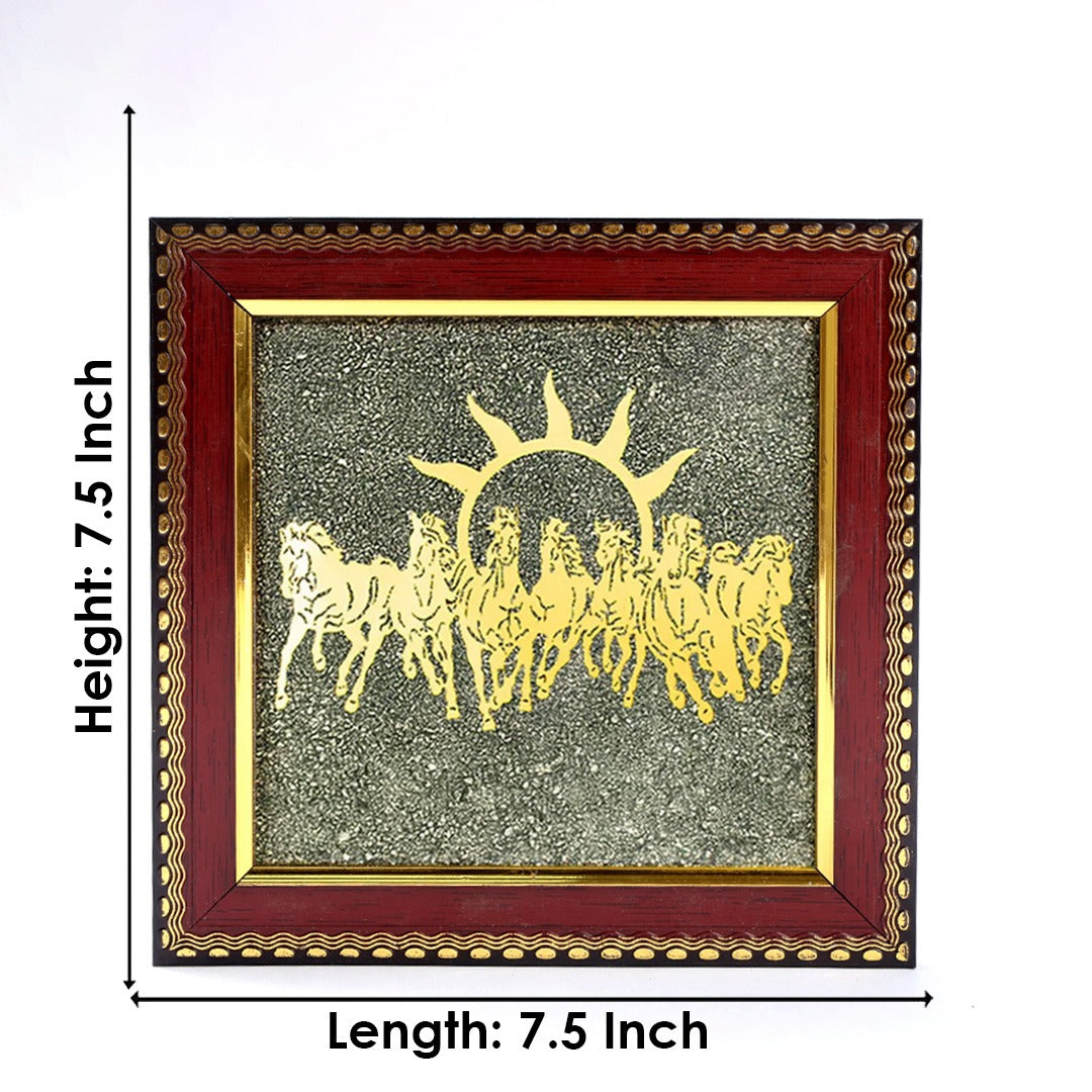7 Horses Pyrite Frame for Wealth & Success