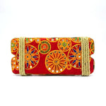 Red Mirror & Wheel Embroidery Jhula Patri for Teej