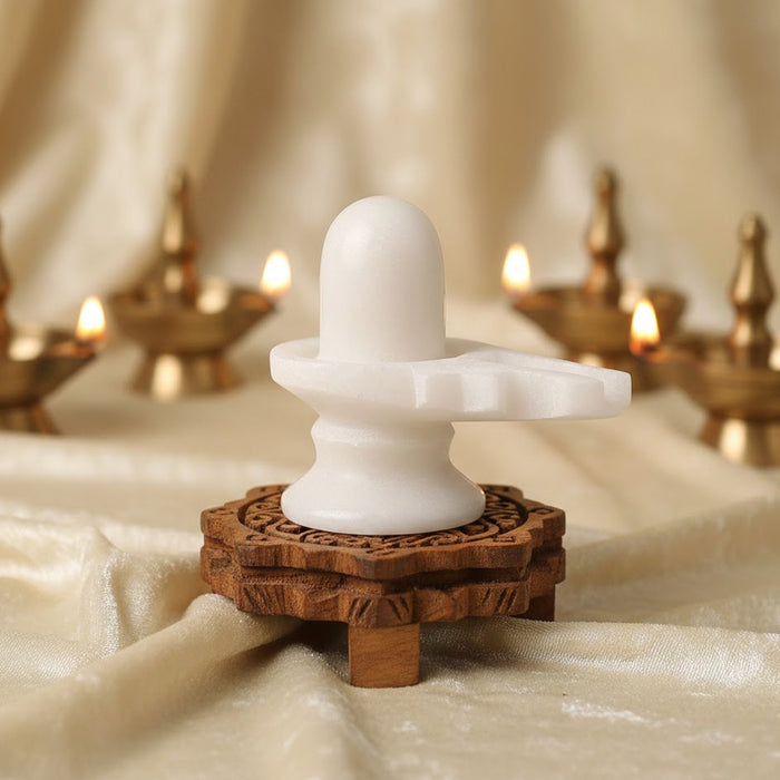 White Marble Shivling (Small) – Pure Marble Shiva Lingam for Pooja – India’s Largest Pooja Accessories Brand – www.satvikstore.in