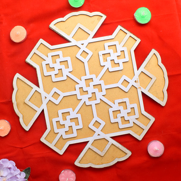 Traditional Elegance: 1 PCS Reusable MDF Wooden Rangoli Stencils
