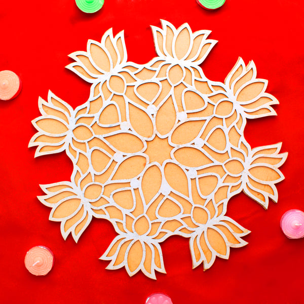 1 PCS Reusable MDF Elegant Rangoli Creations with Wooden Mats