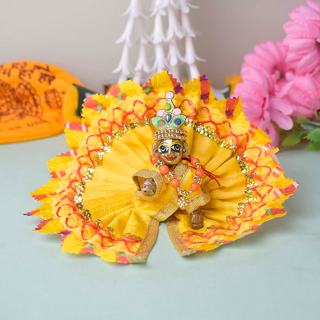 Radiant Yellow Laddu Gopal Dress with Golden Gota – India’s Largest Pooja Accessories Brand – www.satvikstore.in