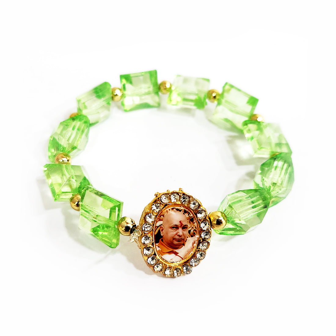 Parrot Green Beaded Guru Ji Maharaj Handmade Bracelets for Men and Women
