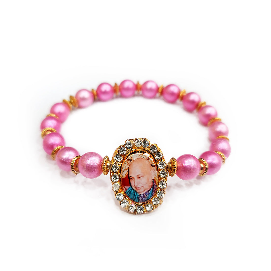 Pink Beaded Guru Ji Maharaj Handmade Bracelets for Men and Women