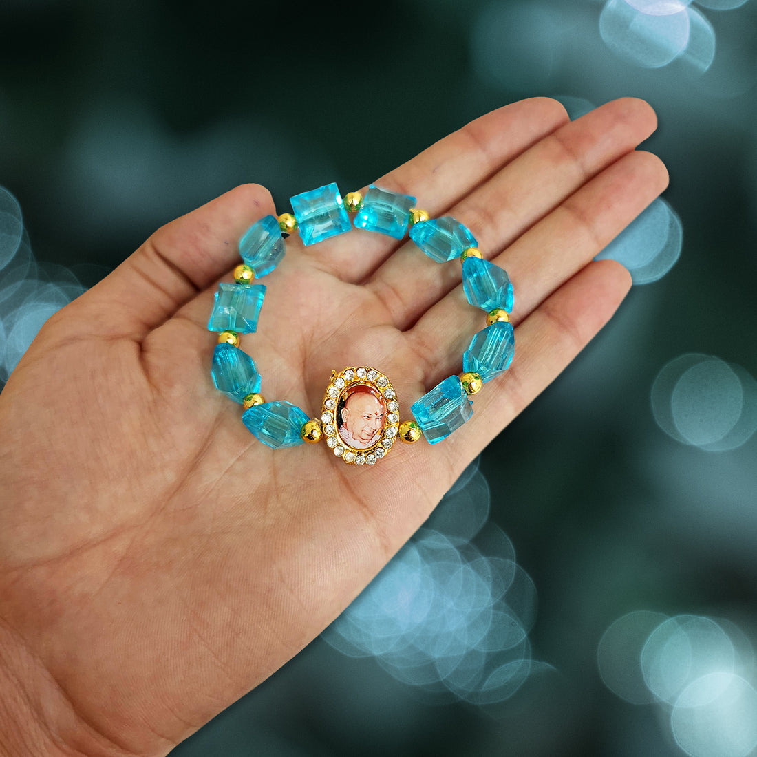 Blue Beaded Guru Ji Maharaj Handmade Bracelets for Men and Women