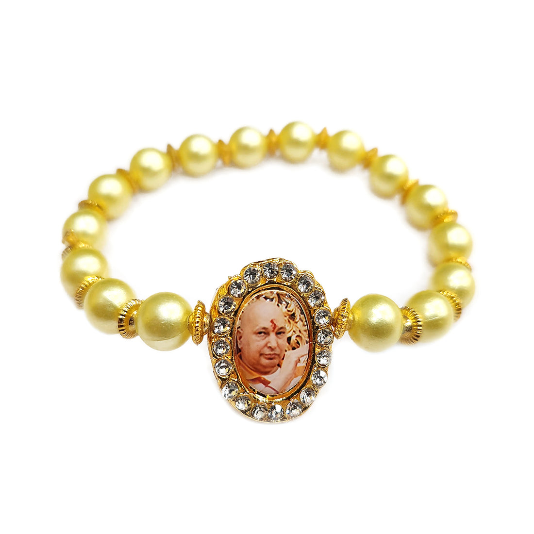 Yellow Beaded Guru Ji Maharaj Handmade Bracelets for Men and Women