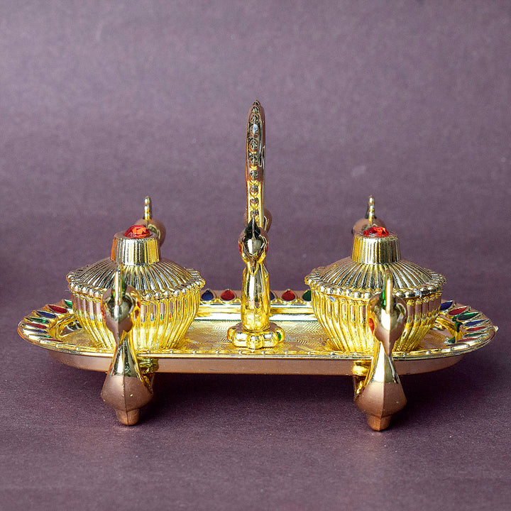 Set of beautifully crafted ritual kumkum holders designed for traditional decor, ideal for storing roli, haldi, and sindoor during poojas, festivals, and auspicious ceremonies. India’s Largest Pooja Accessories Brand – www.satvikstore.in 