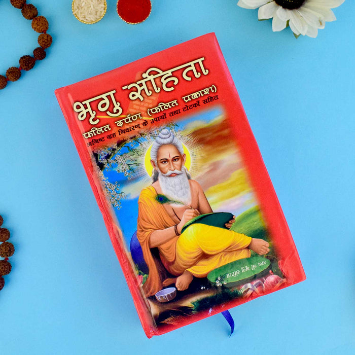 Cover of "Bhrigu Samhita" book in Hindi, an ancient text on astrology, kundli reading, and life predictions based on Vedic wisdom. India’s Largest Pooja Accessories Brand – www.satvikstore.in