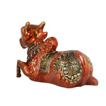 4.5 Inch Artistic Brass Nandi Cow (Green)