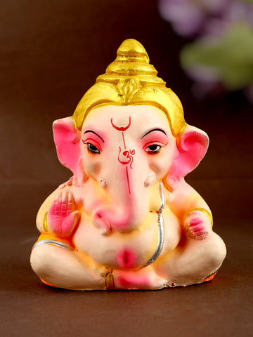4 Inch Charming Colorful Bal Ganesha With Golden Mukut
