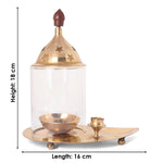 Brass Leaf Akhand Diya With Incense Holder