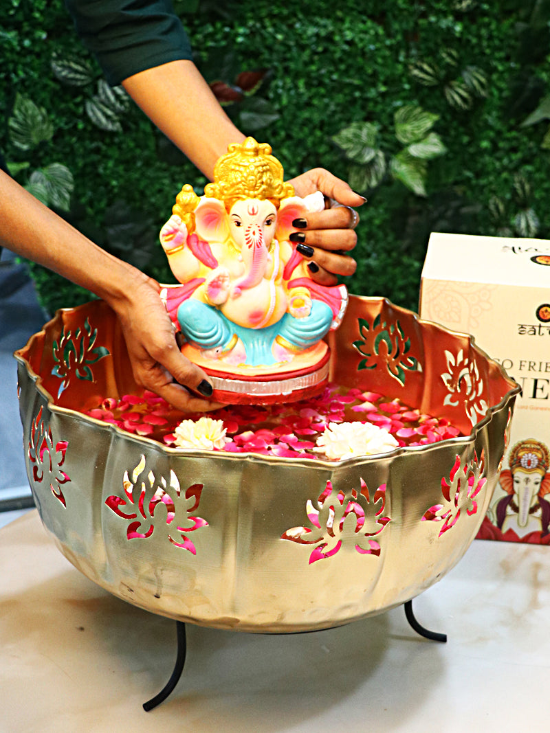 8 Inch Vikat Eco-Friendly Ganesha Idol in Padmasana Pose