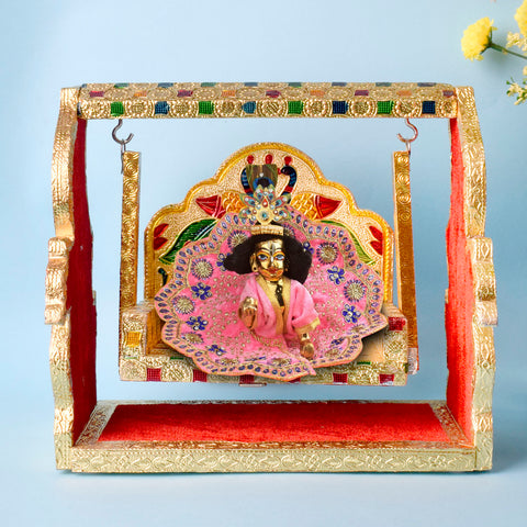 Golden Meenakari Peacock Singhasan Jhula for Laddu Gopal – India’s Largest Pooja Accessories Brand – www.satvikstore.in