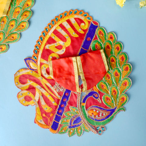 Multicolor Peacock Design Dress for Laddu Gopal in Premium Fabric with Fine Embroidery – India’s Largest Pooja Accessories Brand – www.satvikstore.in