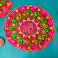 Pink Ma thal posh / thali cover in organza fabric for pooja and festive rituals. India’s Largest Pooja Accessories Brand – www.satvikstore.in