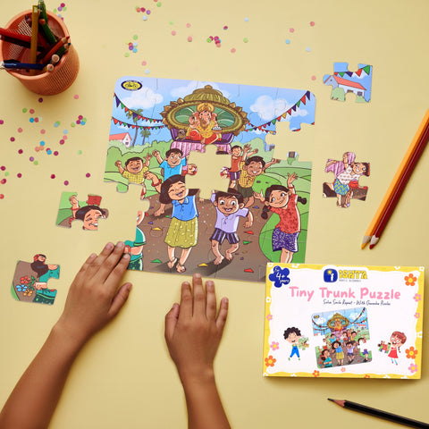Ganesha with Kids Jigsaw Puzzle for Children's Learning and Fun