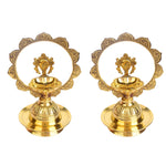 7.5 Inch Embossed Shankh Morkiran Brass Diya