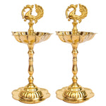 6.5–7 Inch Peacock Kerala Flower Stand Brass Diya