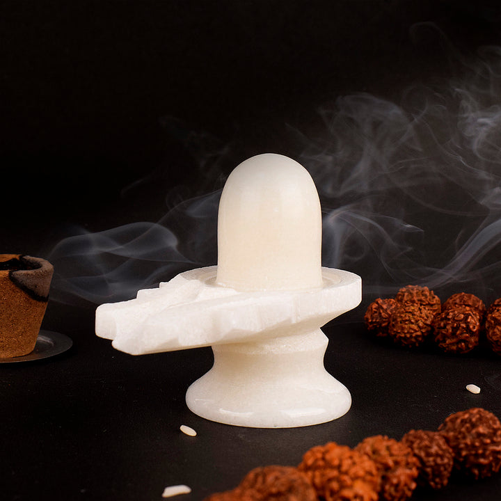 White Marble Shivling (Big) – Pure Marble Shiva Lingam for Worship – India’s Largest Pooja Accessories Brand – www.satvikstore.in