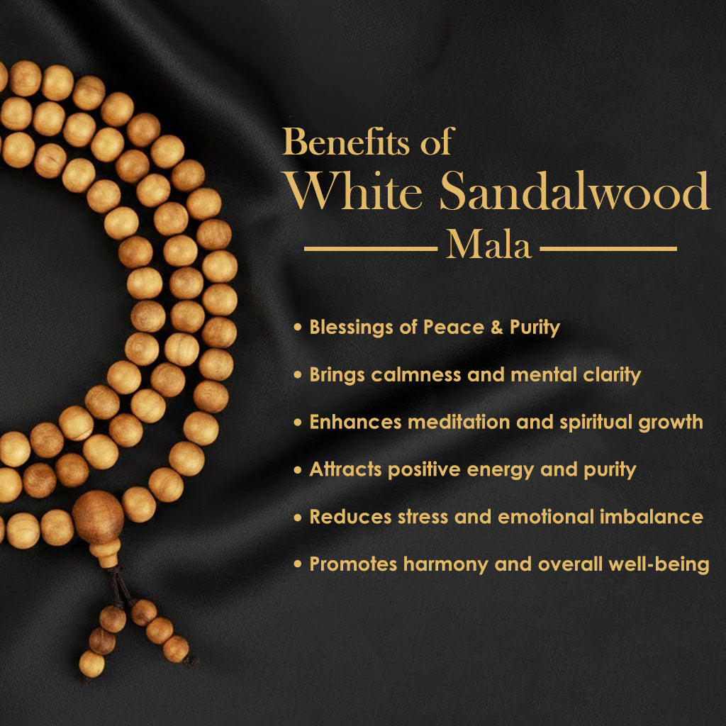 100% Original 8mm White Chandan Bracelet for Peace & Inner Calm