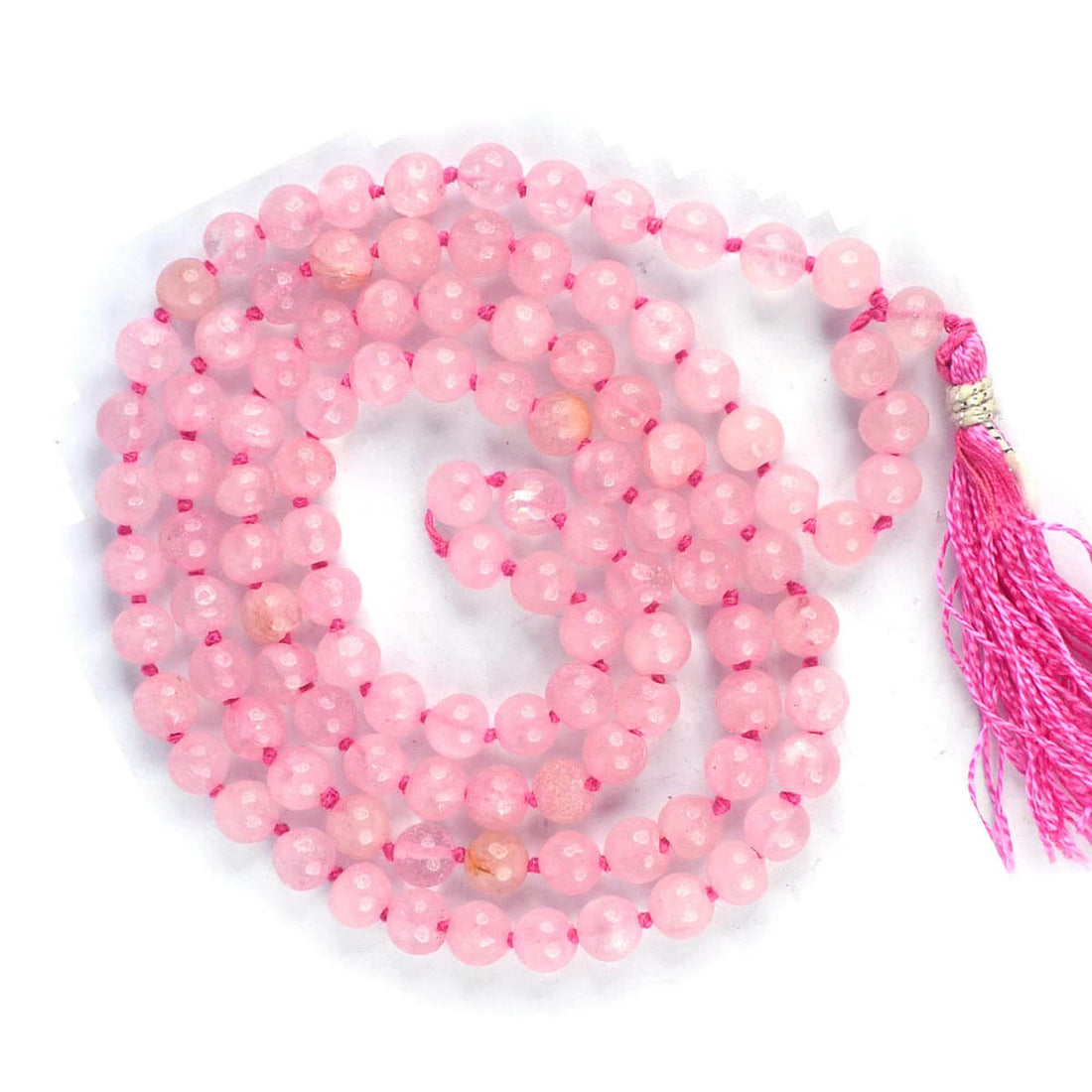 108 Beads Rose Quartz Crystal Jaap Mala for Chakra Healing
