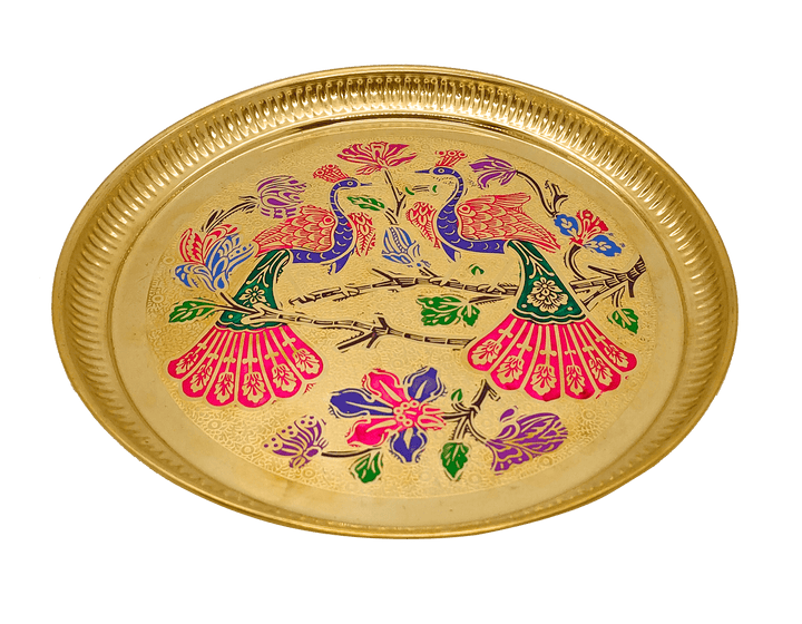 Decorative Brass Peacock Thali Puja Store Online Pooja Items Online Puja Samagri Pooja Store near me www.satvikstore.in