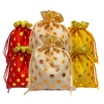 Designer Polka Dot Potli Dry Fruit Favour Pouches Puja Store Online Pooja Items Online Puja Samagri Pooja Store near me www.satvikstore.in