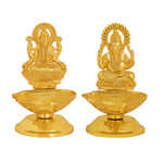 2 Pc Laxmi Ganesha Pair Metal Diya