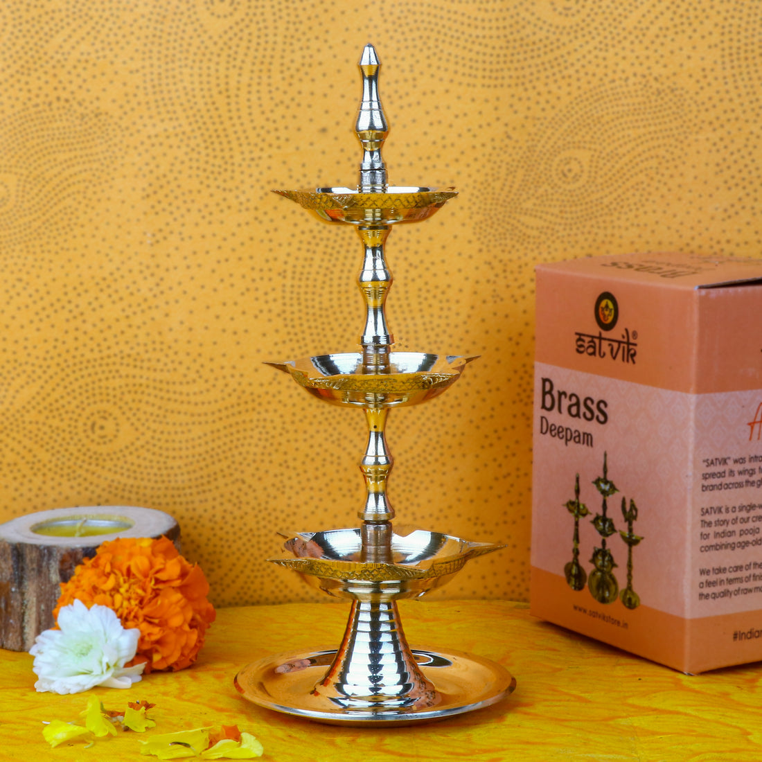 Brass 3 Step Kerala Inauguration Diya – | India’s Largest Pooja Accessories Brand – www.satvikstore.in