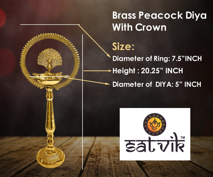 Beautiful Brass Mor Kiran Standing Diya (20 Inch) Puja Store Online Pooja Items Online Puja Samagri Pooja Store near me www.satvikstore.in