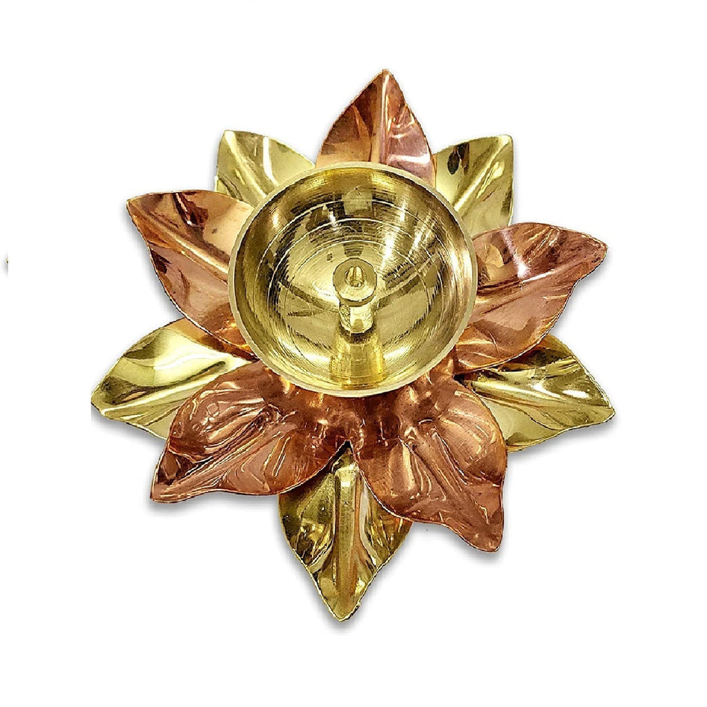 Alluring Brass Copper Lotus Kamal Diya (Small) Puja Store Online Pooja Items Online Puja Samagri Pooja Store near me www.satvikstore.in