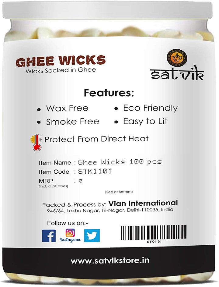 Pure Ghee Wicks (Wax Free) Puja Store Online Pooja Items Online Puja Samagri Pooja Store near me www.satvikstore.in