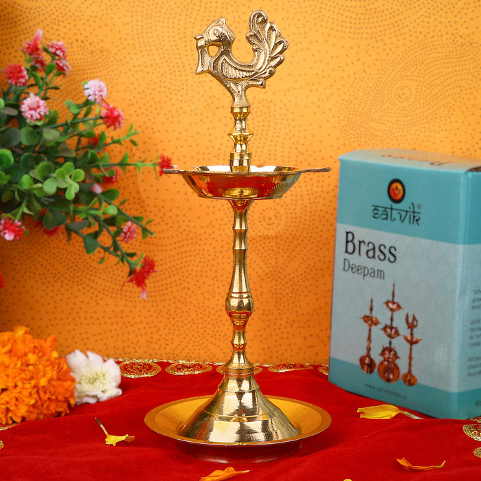 6.5 Inch Brass Peacock Kerala Diya – | India’s Largest Pooja Accessories Brand – www.satvikstore.in