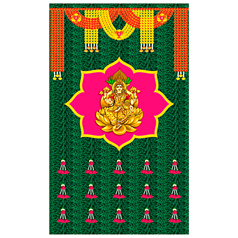 Backdrop Clothes Printed Laxmi on Banana Leaf Design