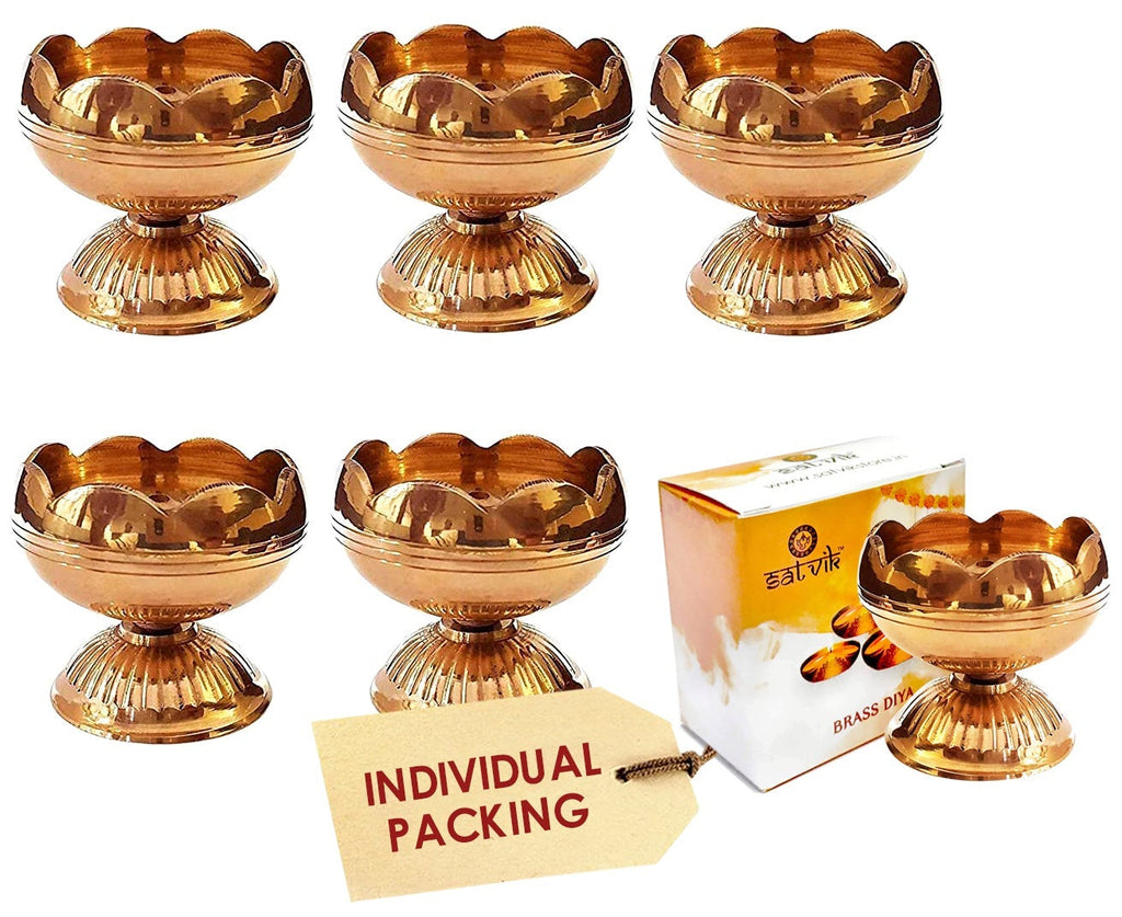 Designer Pure Brass Diya (Small) Puja Store Online Pooja Items Online Puja Samagri Pooja Store near me www.satvikstore.in