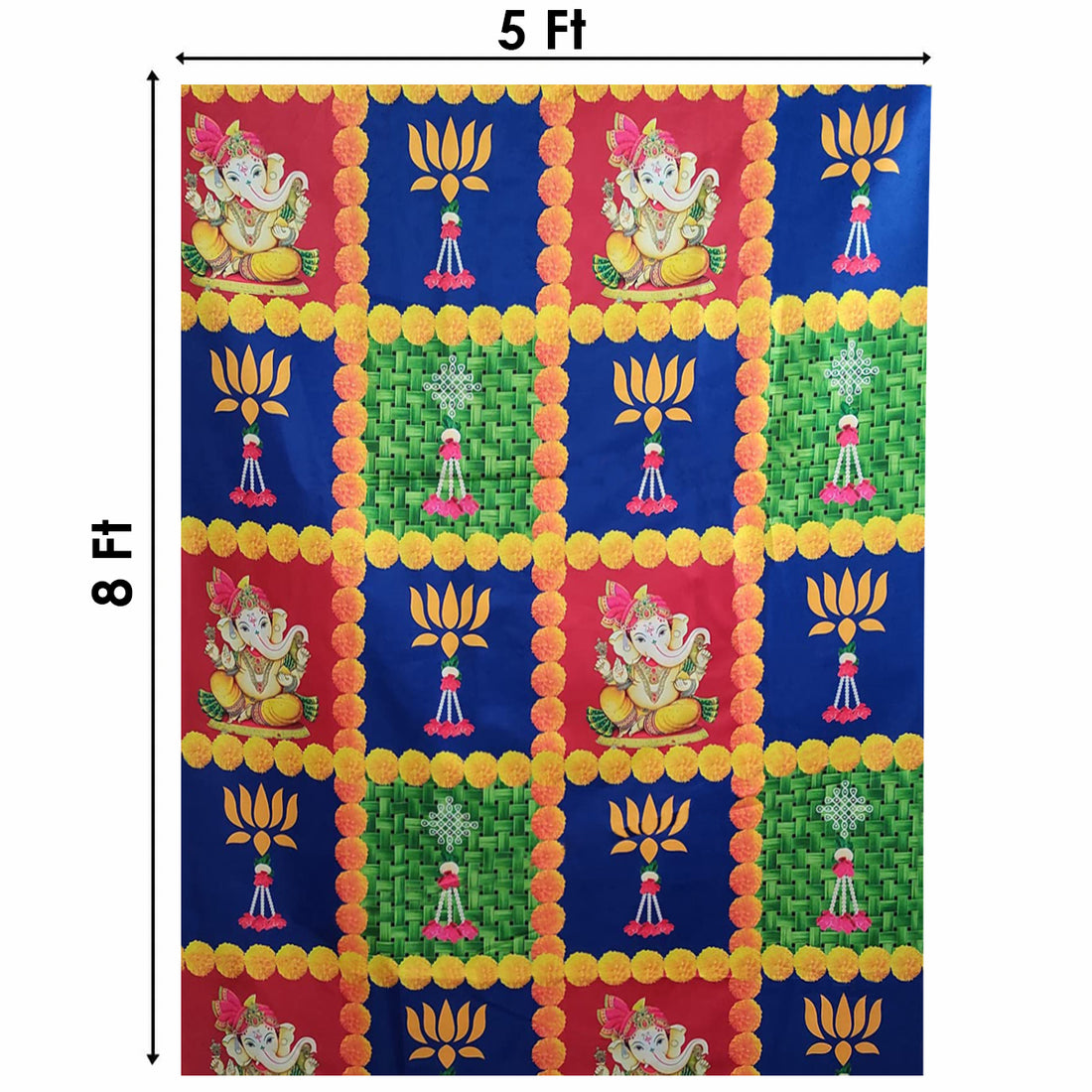 Multicolor Backdrop Clothes Print Ganesh Flower Design