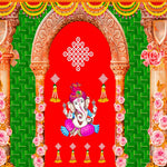 Backdrop Cloth Print Ganesh on Banana Leaf Design