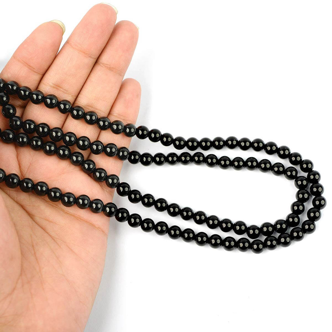 108 Beads Black Onyx Crystal Jaap Mala for Protection & Focus