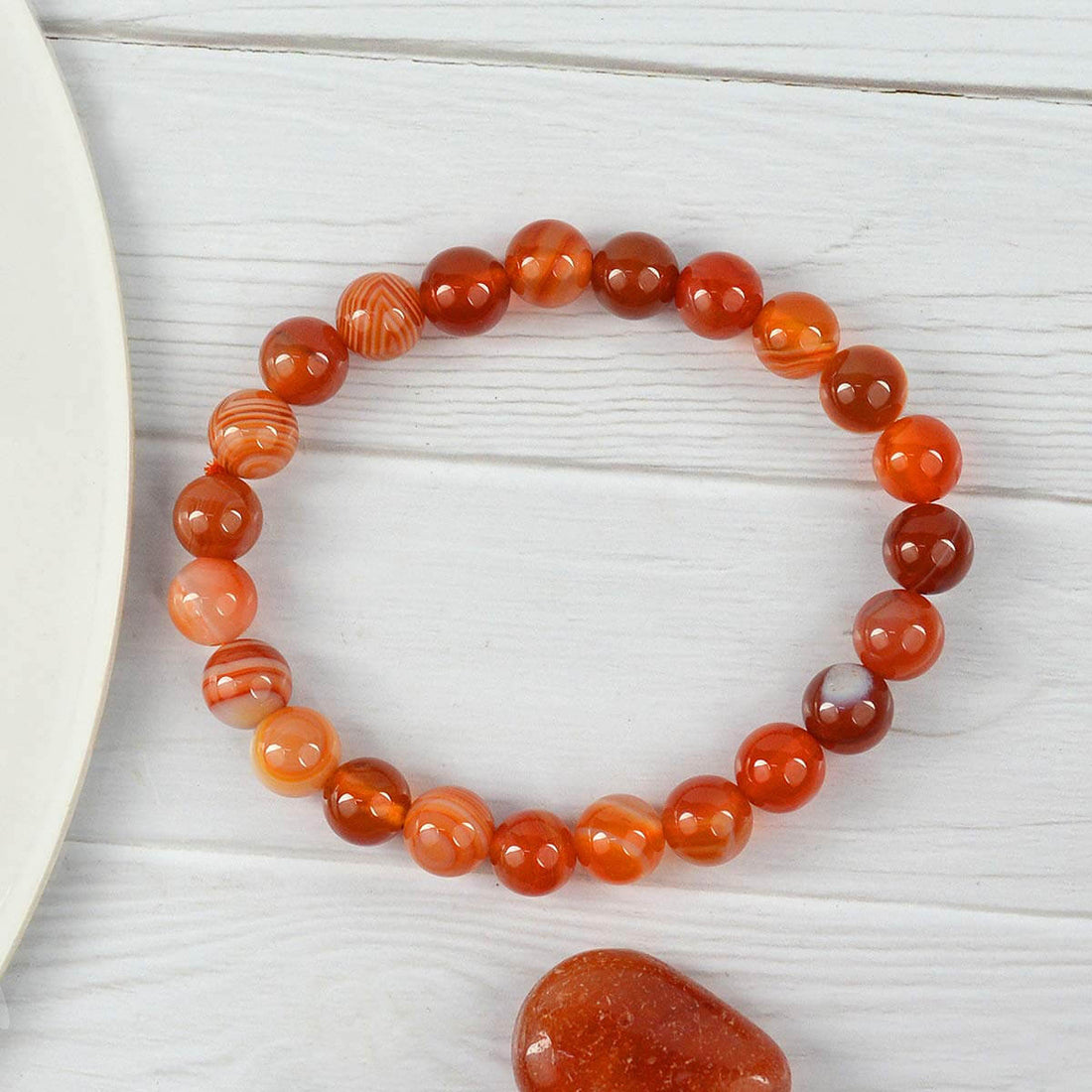 Authentic Carnelian Crystal Bracelet for Reiki Healing – 8 MM Beads for Vitality, Motivation, and Sacral Chakra Activation. India’s Largest Pooja Accessories Brand – www.satvikstore.in