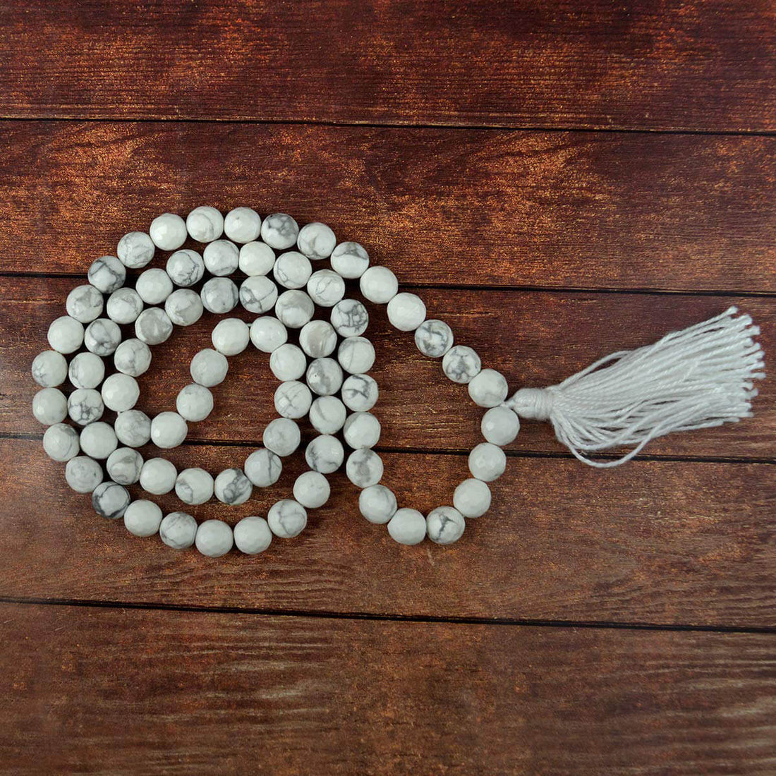 Howlite Crystal Necklace | 6MM Beads for Chakra Healing & Calm
