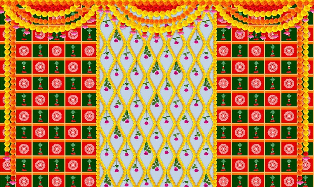 Beautiful Printed Flower Design Backdrop Cloth for Pooja Decoration