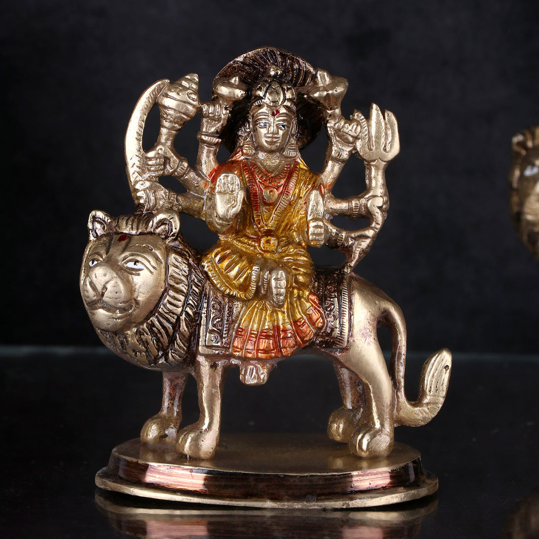 4.9 Inch Fascinating Brass Sherawali Mata Idol