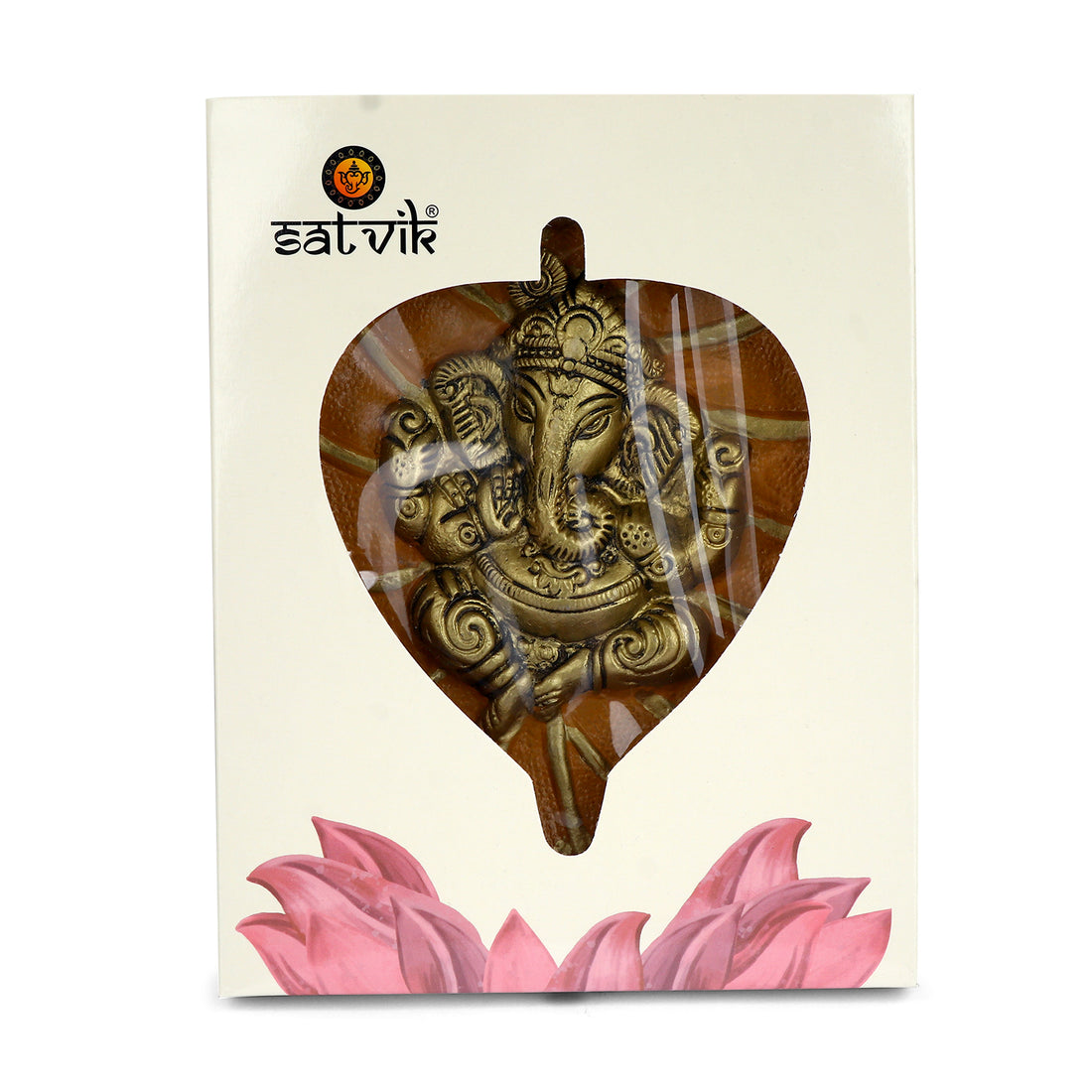 1 pc Lord Ganesh on Leaf Patta Wall Hanging White