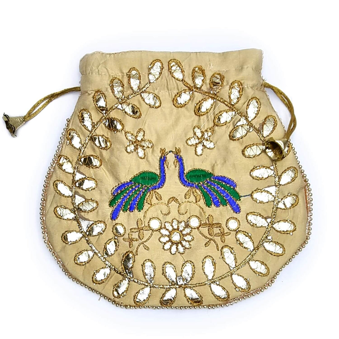 Ethnic Peacock Design Zari Work Women's Potli
