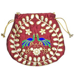 Ethnic Peacock Design Zari Work Women's Potli