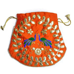 Ethnic Peacock Design Zari Work Women's Potli