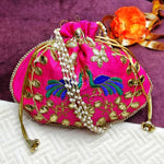 Ethnic Peacock Design Zari Work Women's Potli
